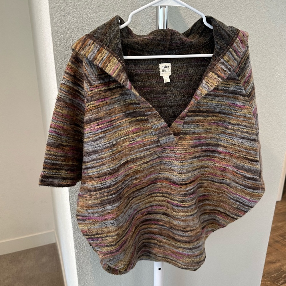 ANTHROPOLOGIE Dylan Sweater Knit Poncho Cape Shrug Top Hooded Missoni Style